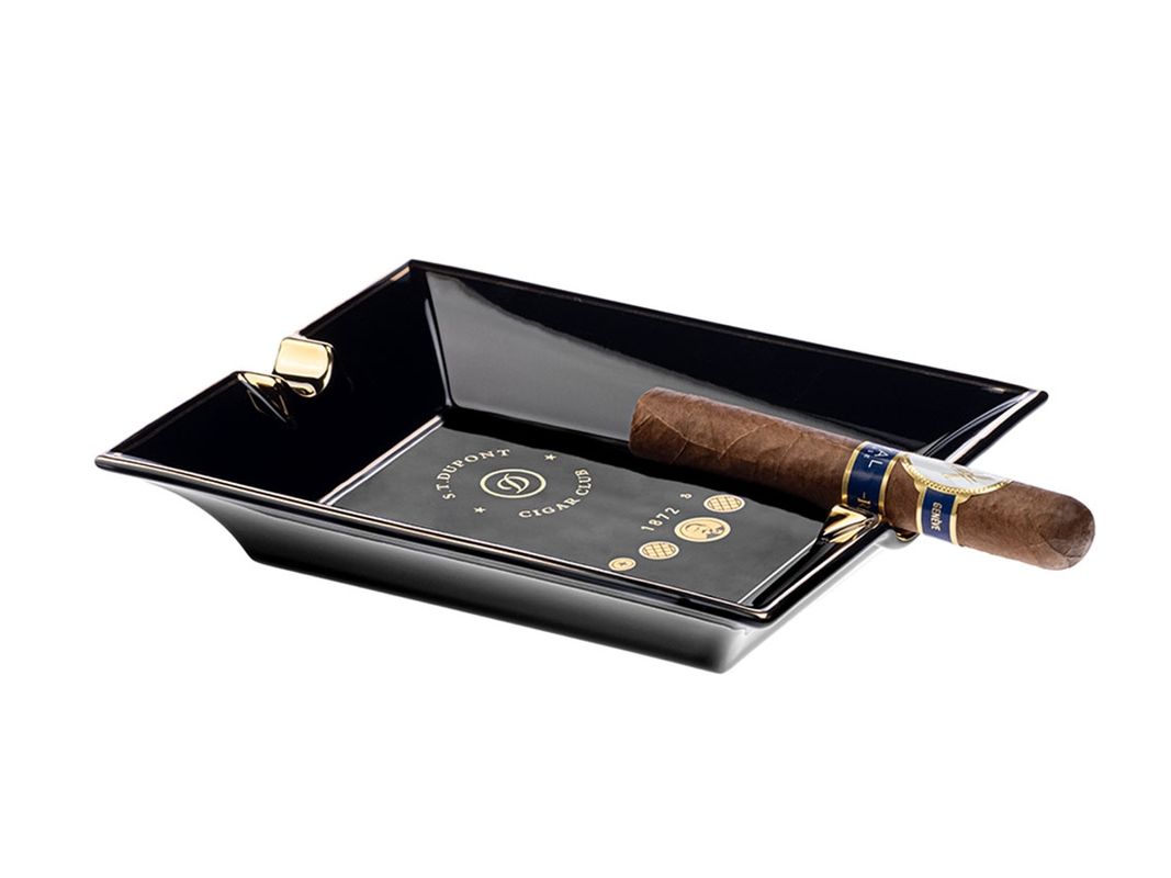 S.T. Dupont Cigar Club Zigarren-Aschenbecher Porzellan Black Ref.006407  Box&Pap. Full Set Neu - Archive germany