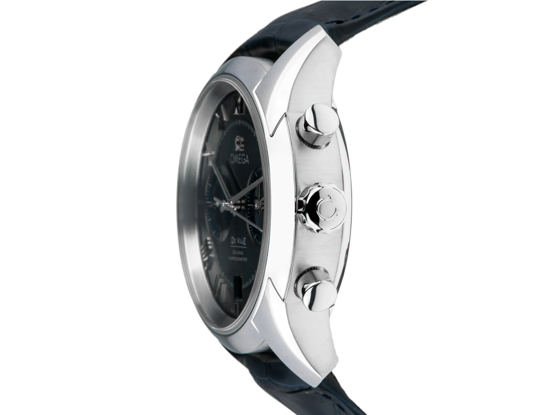 Omega De Ville Co-Axial Stahl Automatik Chronograph Armband Leder 