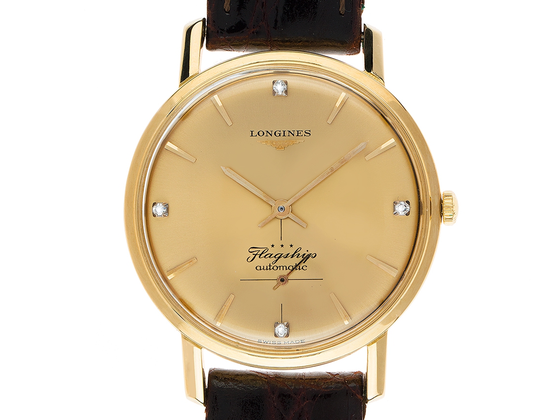 Longines Gold Uhr Lederarmband Herren Longines Flagship 18kt