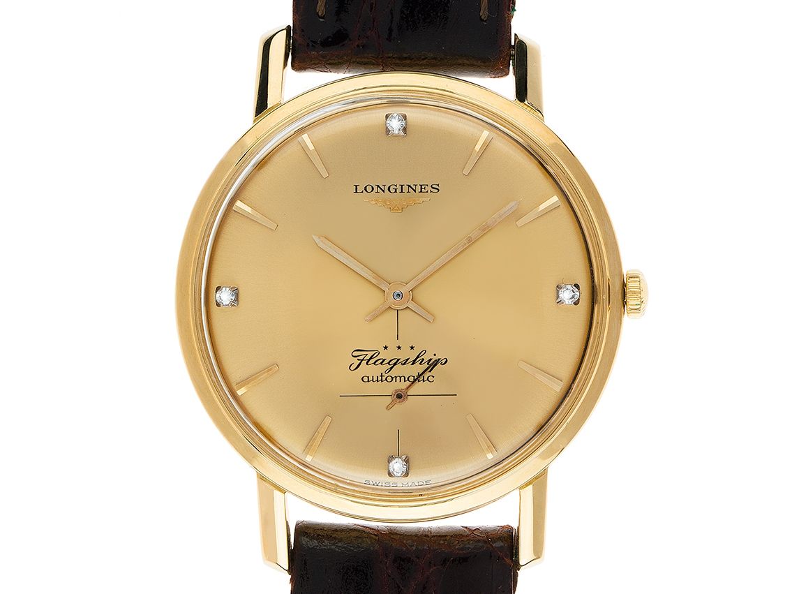 Longines Flagship 18kt Gelbgold Diamond Automatik Armband Leder
