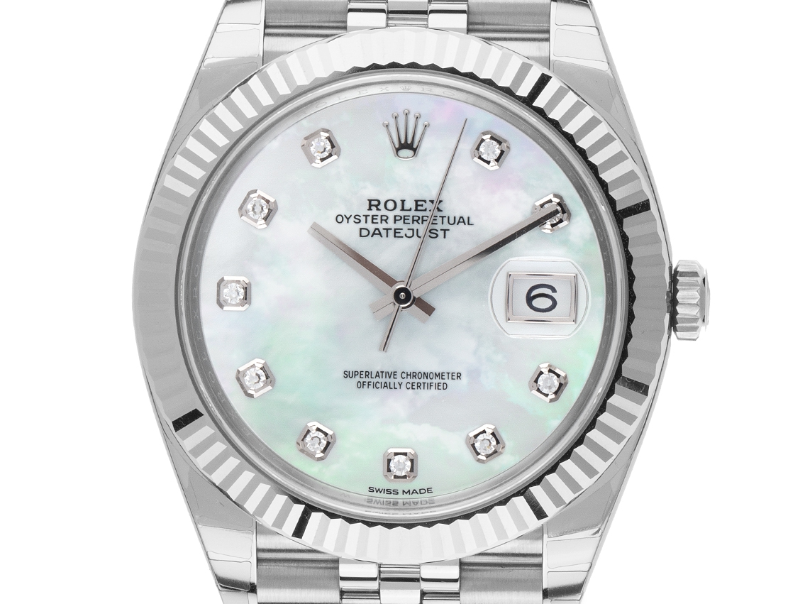 Rolex Datejust 41 Stahl Weißgold Diamond Perlmutt Automatik