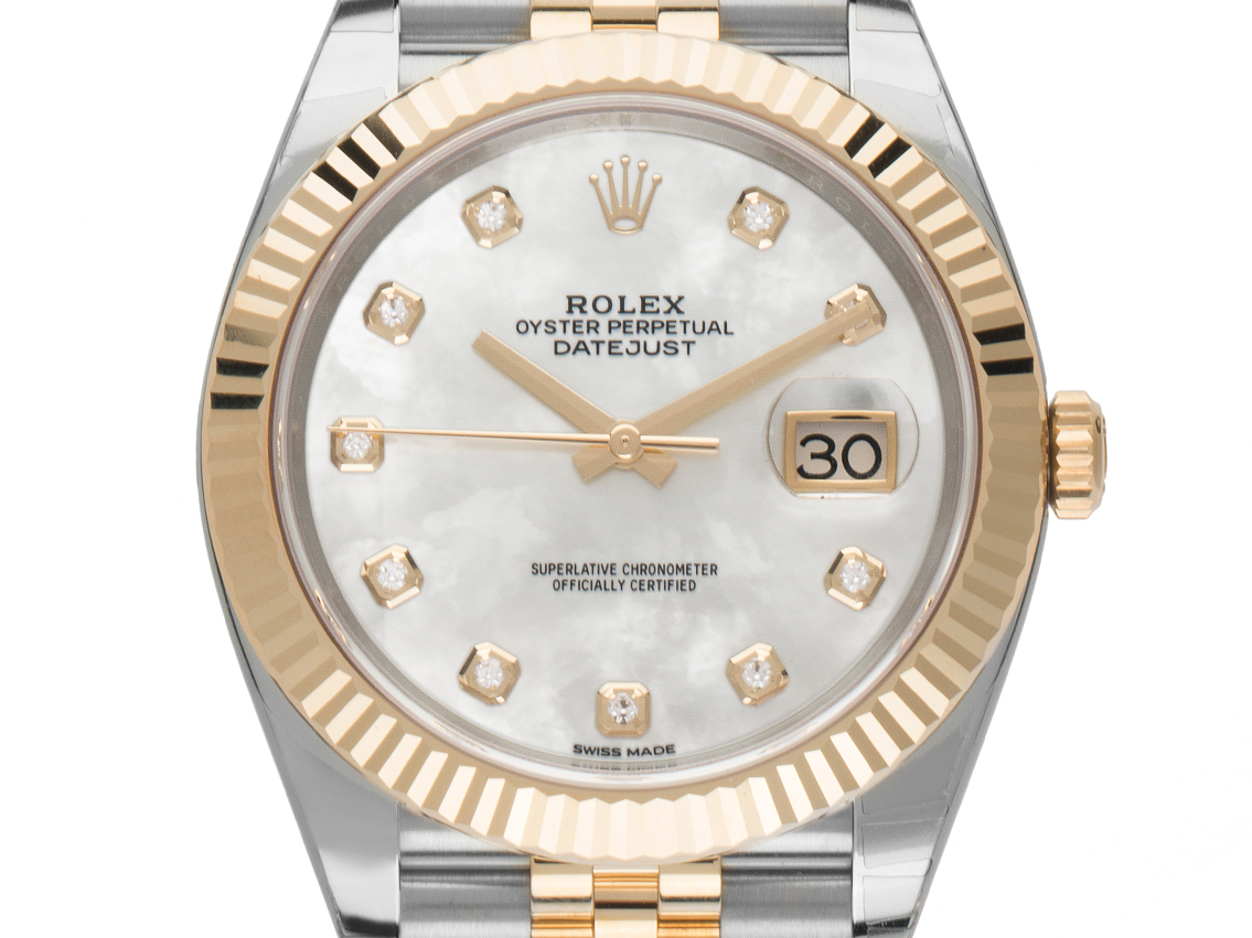 Rolex Datejust 41 Stahl Gelbgold Diamanten Perlmutt Automatik