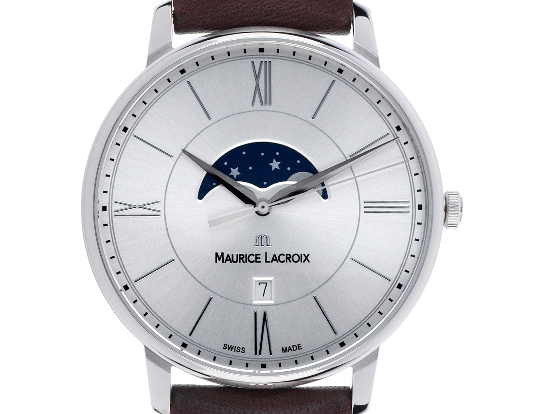 Maurice Lacroix Eliros Mondphase Stahl Quarz Armband Leder 40mm