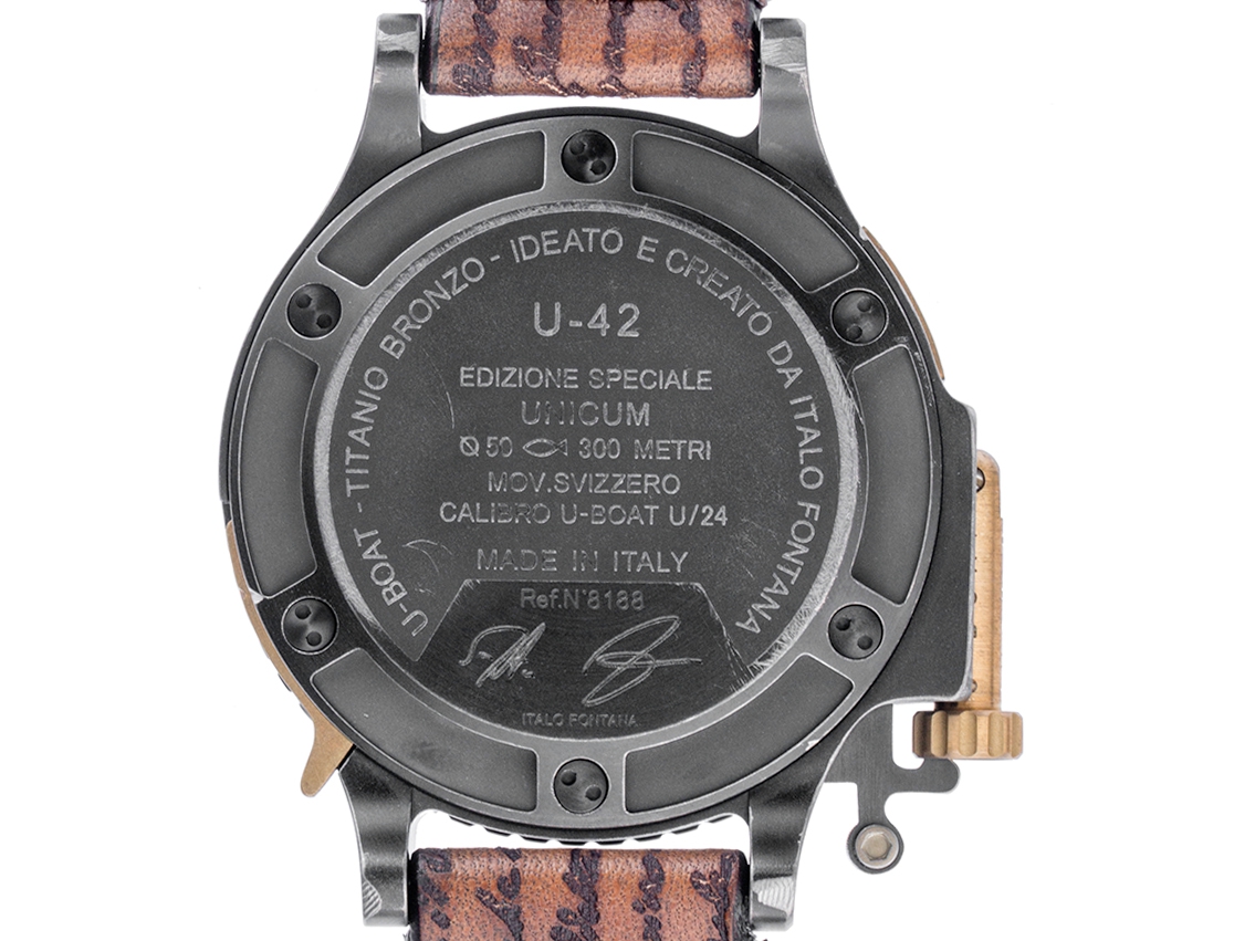 U-Boat U-42 Unicum Skull Titan Automatik Armband Leder 50mm Ref