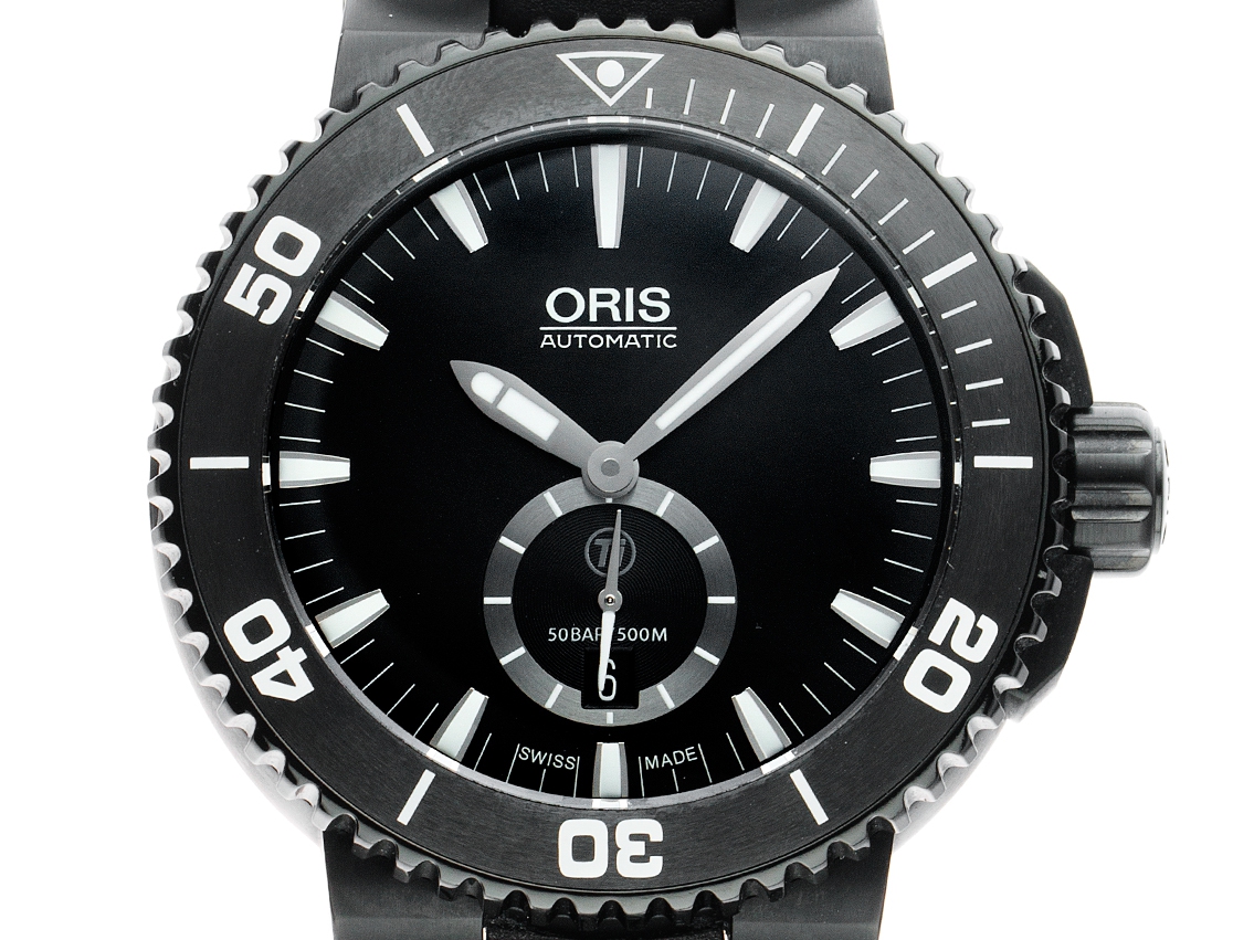 Oris Aquis kleine Sekunde Titan Black Automatik Armband Kautschuk