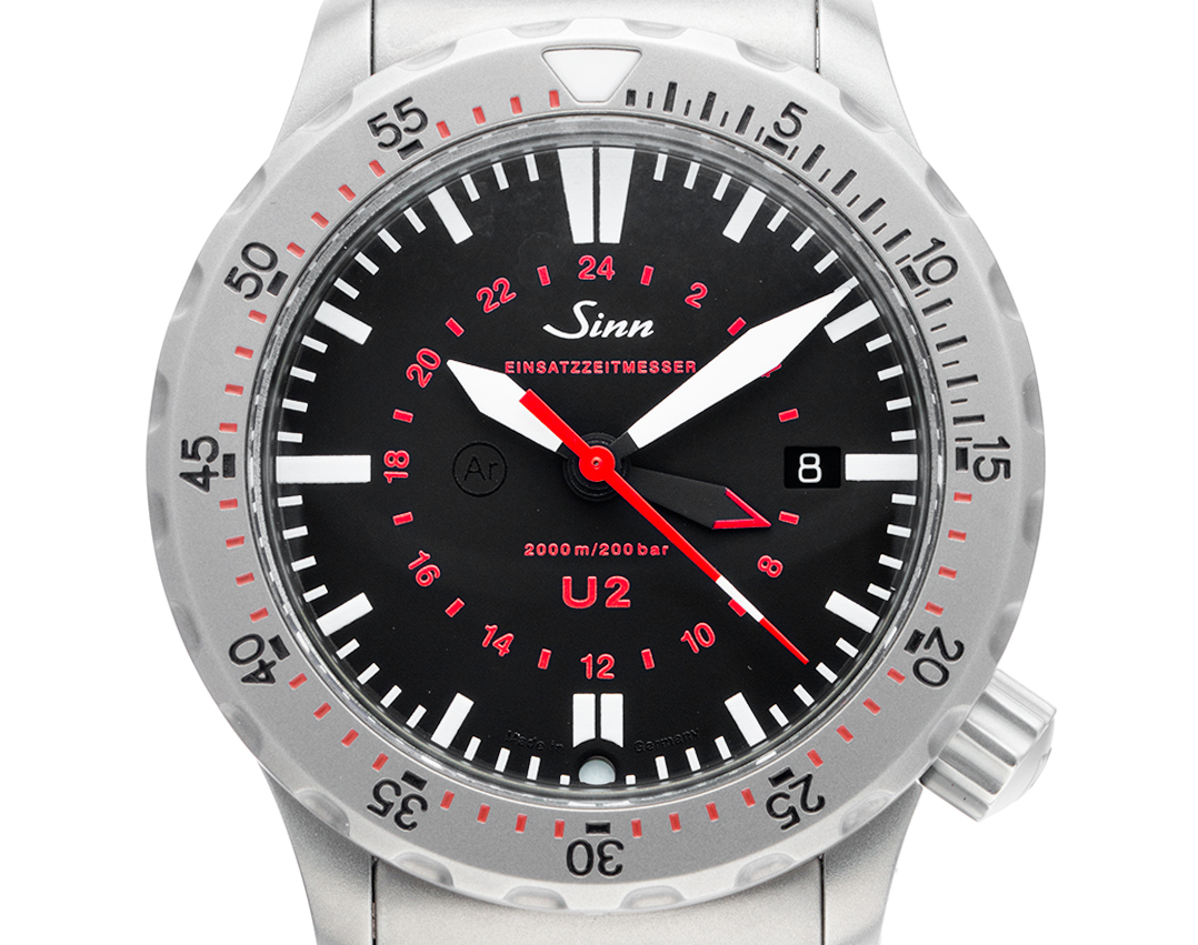Sinn Taucheruhr U2 Einsatzzeitmesser GMT Stahl Automatik Armband - Main Image