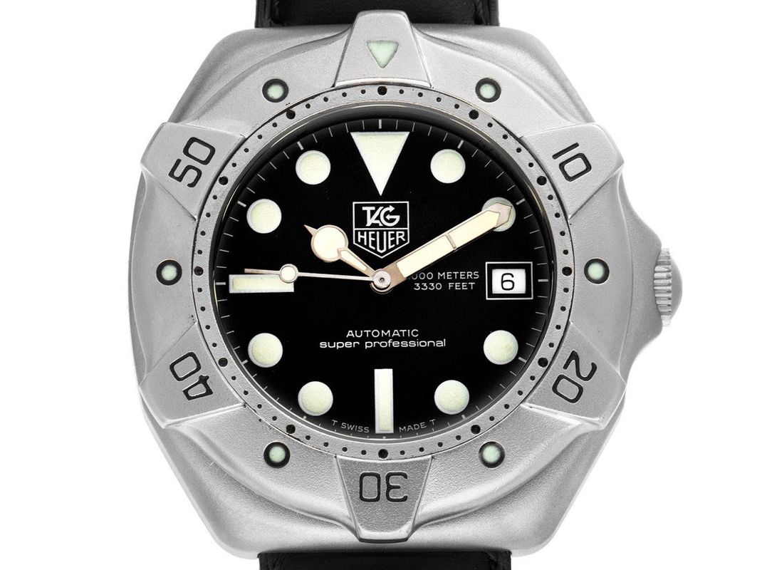 Tag Heuer Super Professional Stahl Automatik Armband Leder 43mm