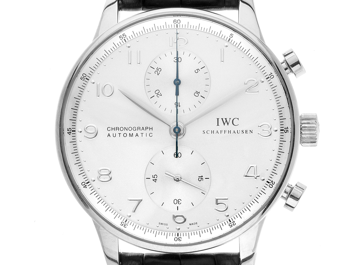 IWC Portugieser Chronograph 18kt Weißgold Automatik Armband Leder