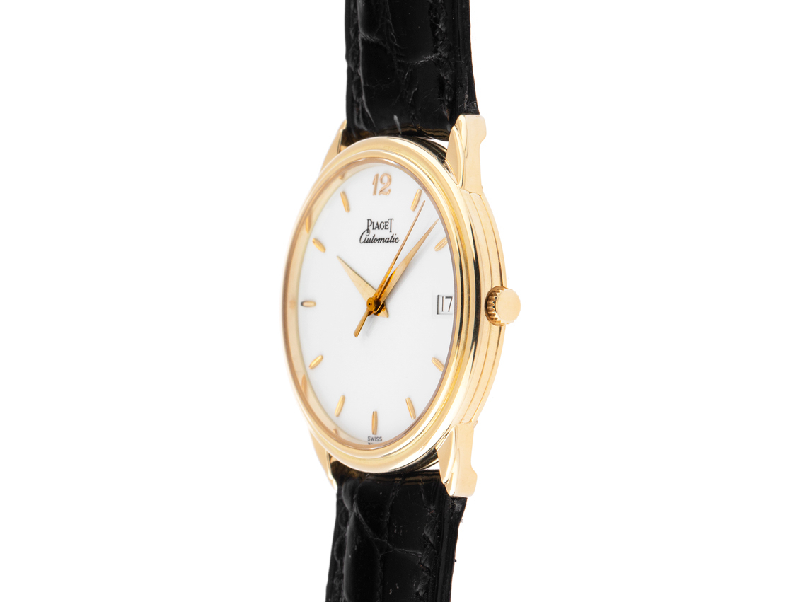 Piaget Gouverneur extraflach 18kt Gelbgold Automatik Armband Leder