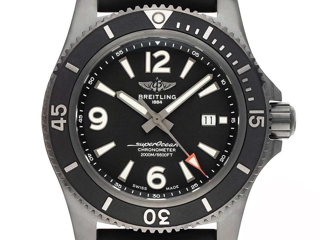 Breitling Superocean Stahl Black Automatik Armband Kautschuk 46mm