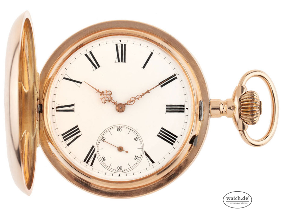 Taschenuhr Savonette Spiral Breguet 14kt Ros gold Handaufzug 62mm