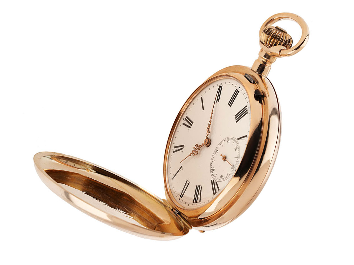 Taschenuhr Savonette Spiral Breguet 14kt Ros gold Handaufzug 62mm