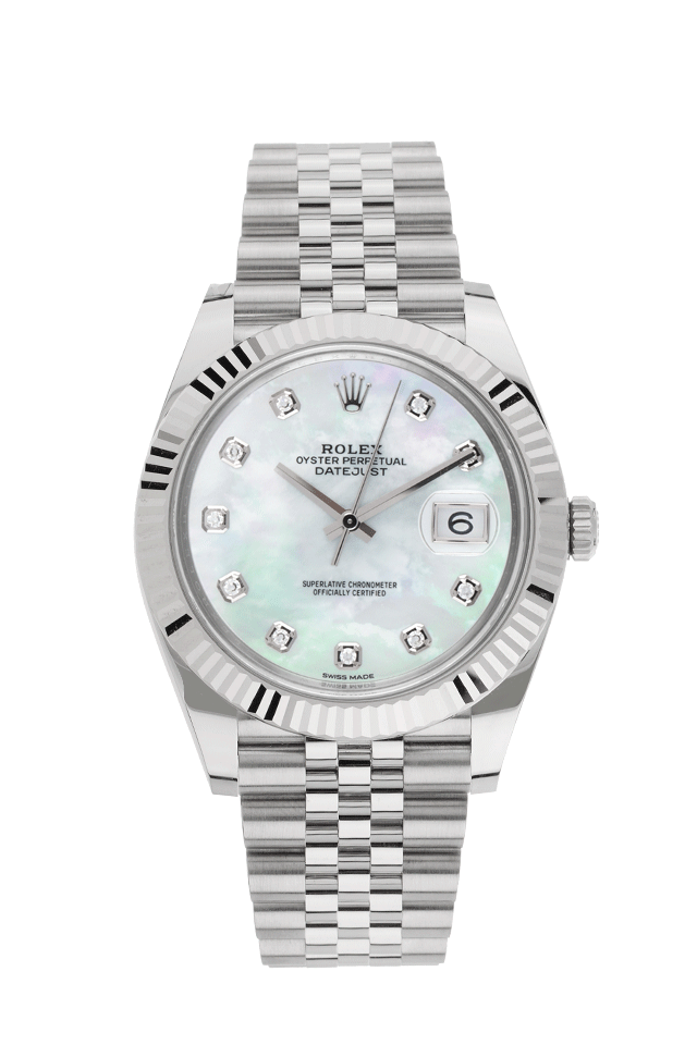 Rolex Datejust 41 Stahl Weißgold Diamanten Perlmutt Automatik