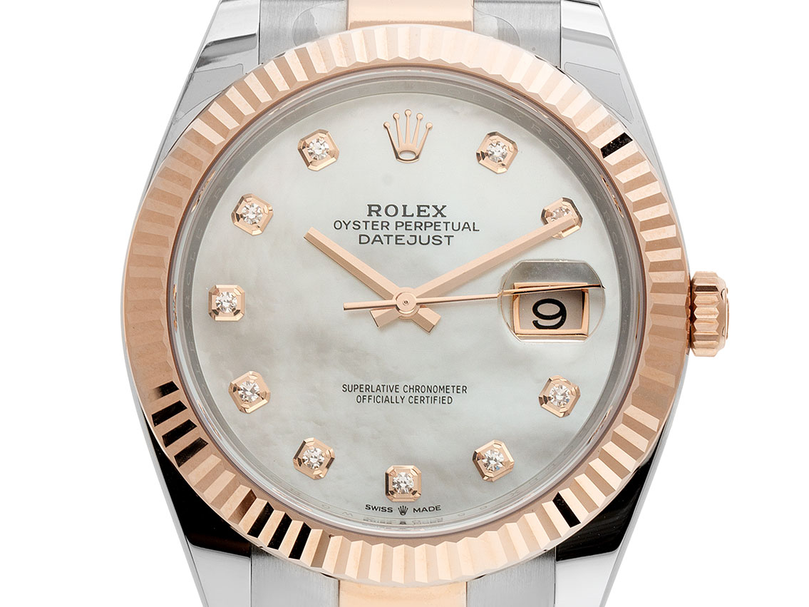 Rolex Datejust 41 Stahl 18kt Roségold Everose Diamanten Perlmutt