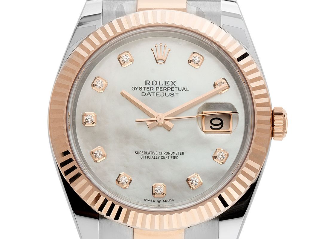 Rolex Datejust 41 Stahl 18kt Roségold Everose Diamanten Perlmutt
