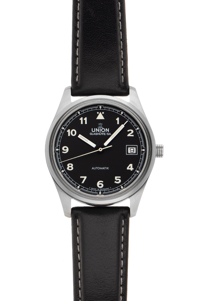 Union Glashütte Fliegeruhr Stahl Automatik Armband Leder 36mm Ref  