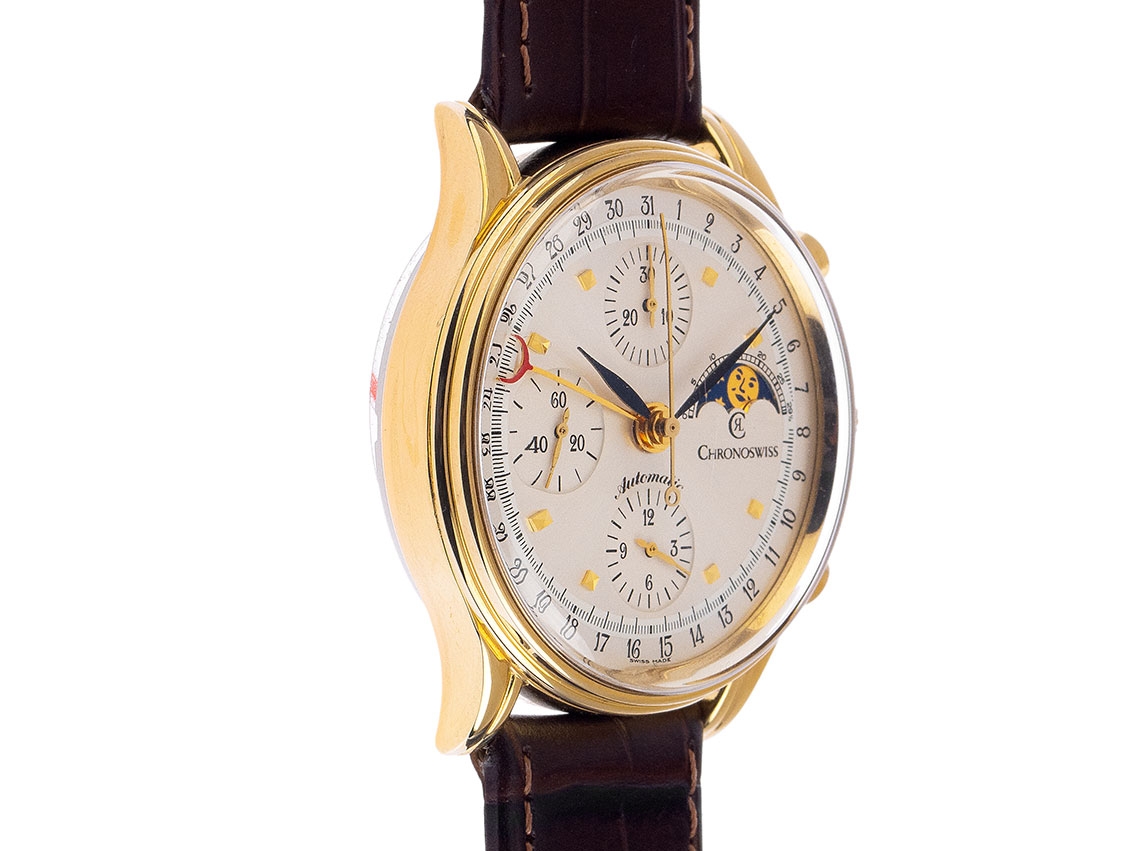 Chronoswiss Chronograph Mondphase Stahl Gelbgold vergoldet 