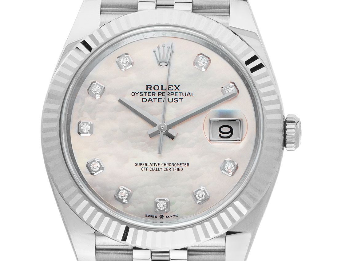 Rolex Datejust 41 Stahl Weißgold Diamanten Perlmutt Automatik