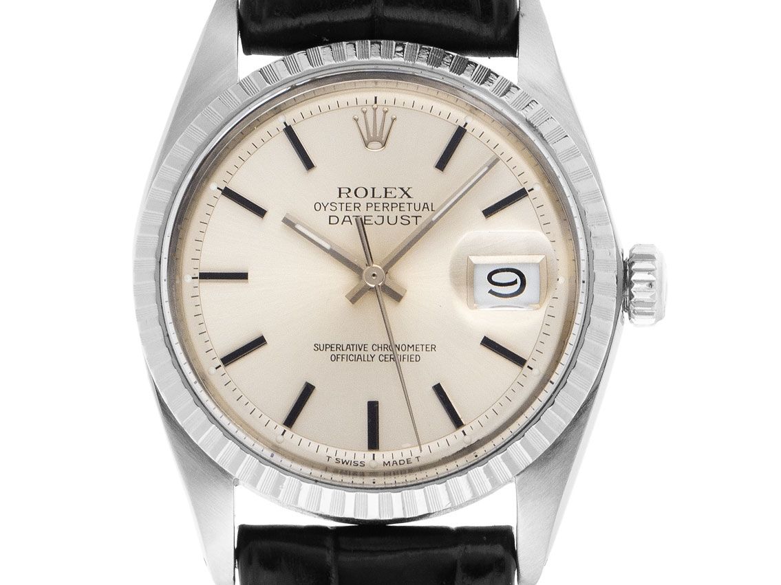 Rolex Datejust Stahl Automatik Armband Leder open 6/9 36mm Ref