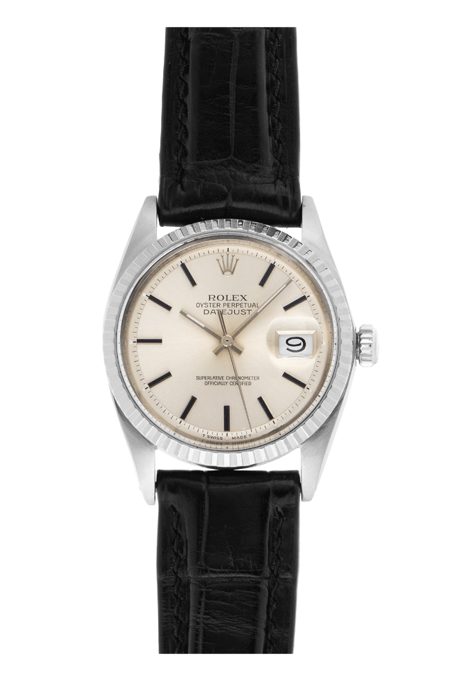 Rolex Datejust Stahl Automatik Armband Leder open 6/9 36mm Ref