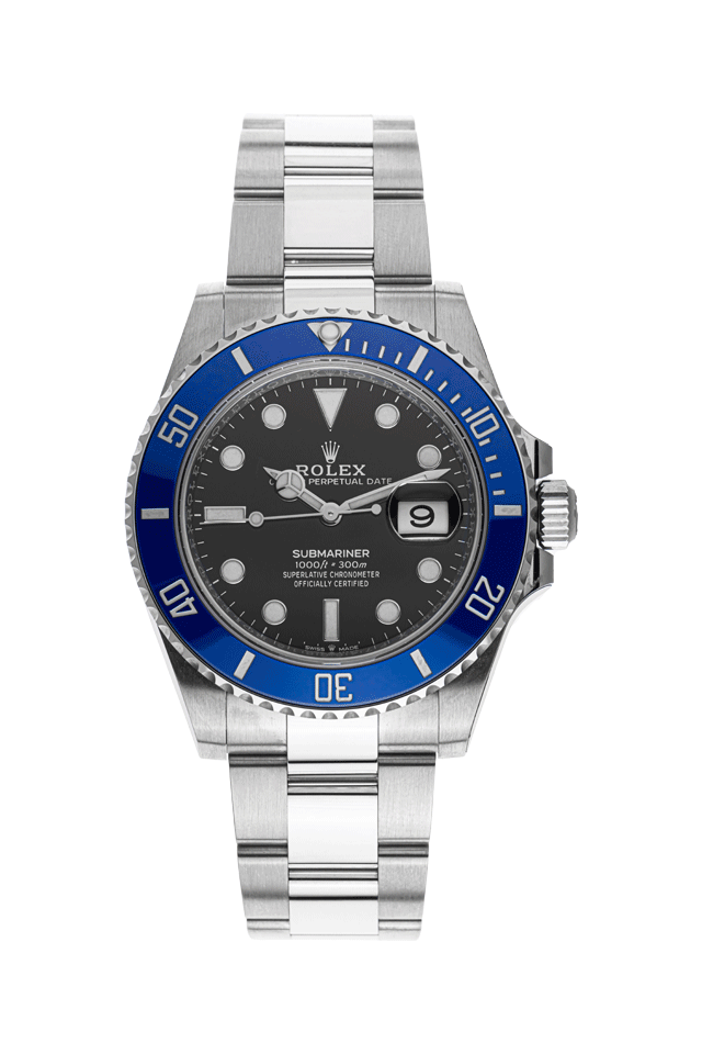 Rolex Submariner Date Weißgold Keramik Blau Automatik Armband 