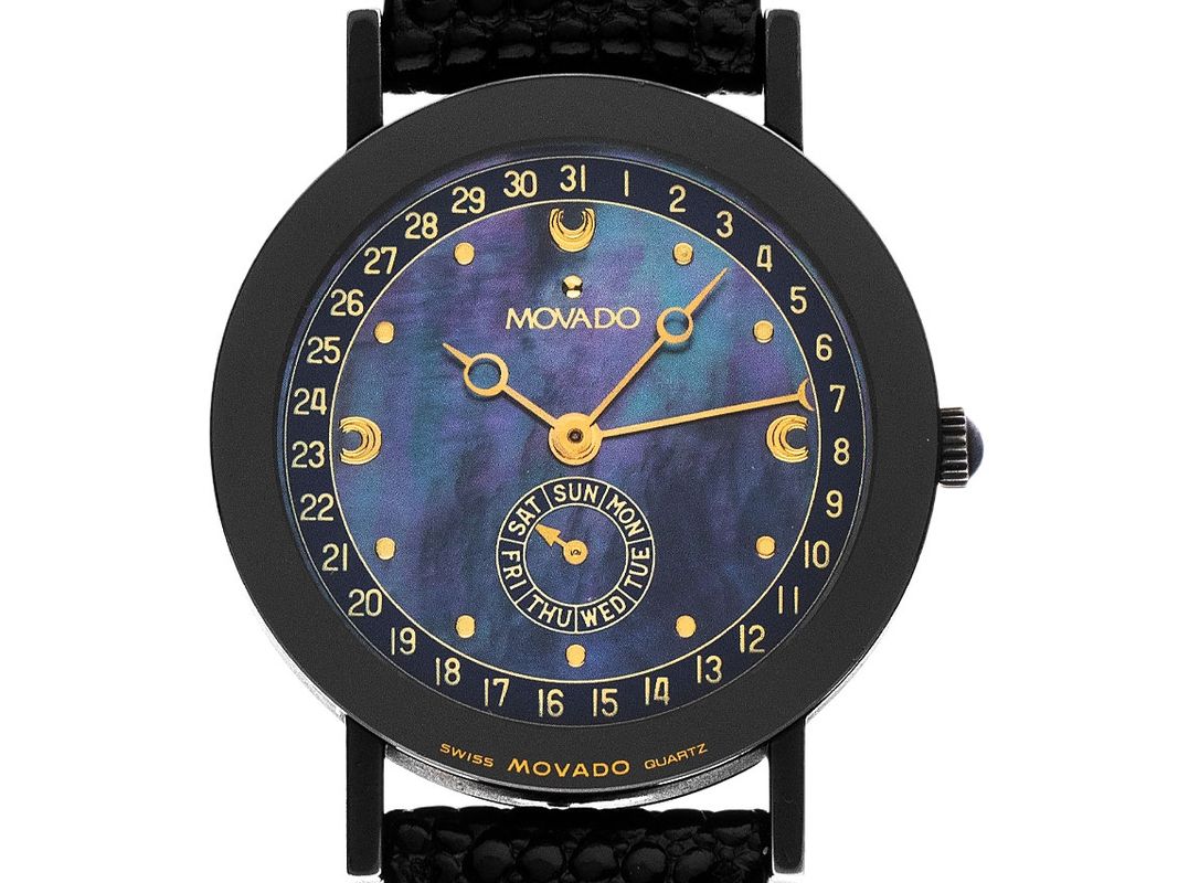 Movado Old Timer Day-Date Stahl DLC Black Perlmutt Quarz Armband