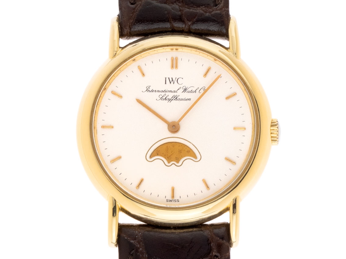 IWC Portofino Mondphase 18kt Gelbgold Quarz Armband Leder 25mm Ref