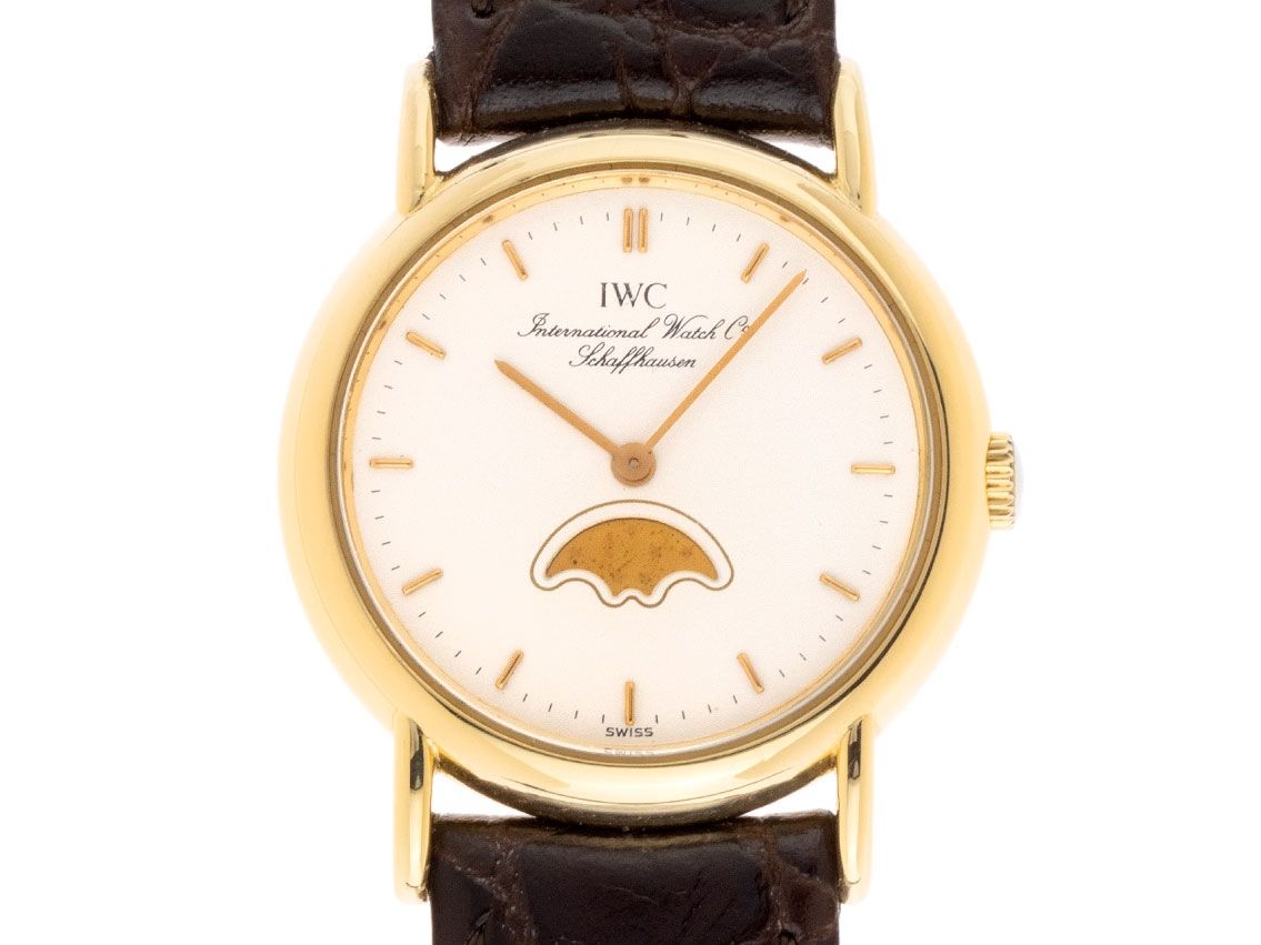 IWC Portofino Mondphase 18kt Gelbgold Quarz Armband Leder 25mm Ref
