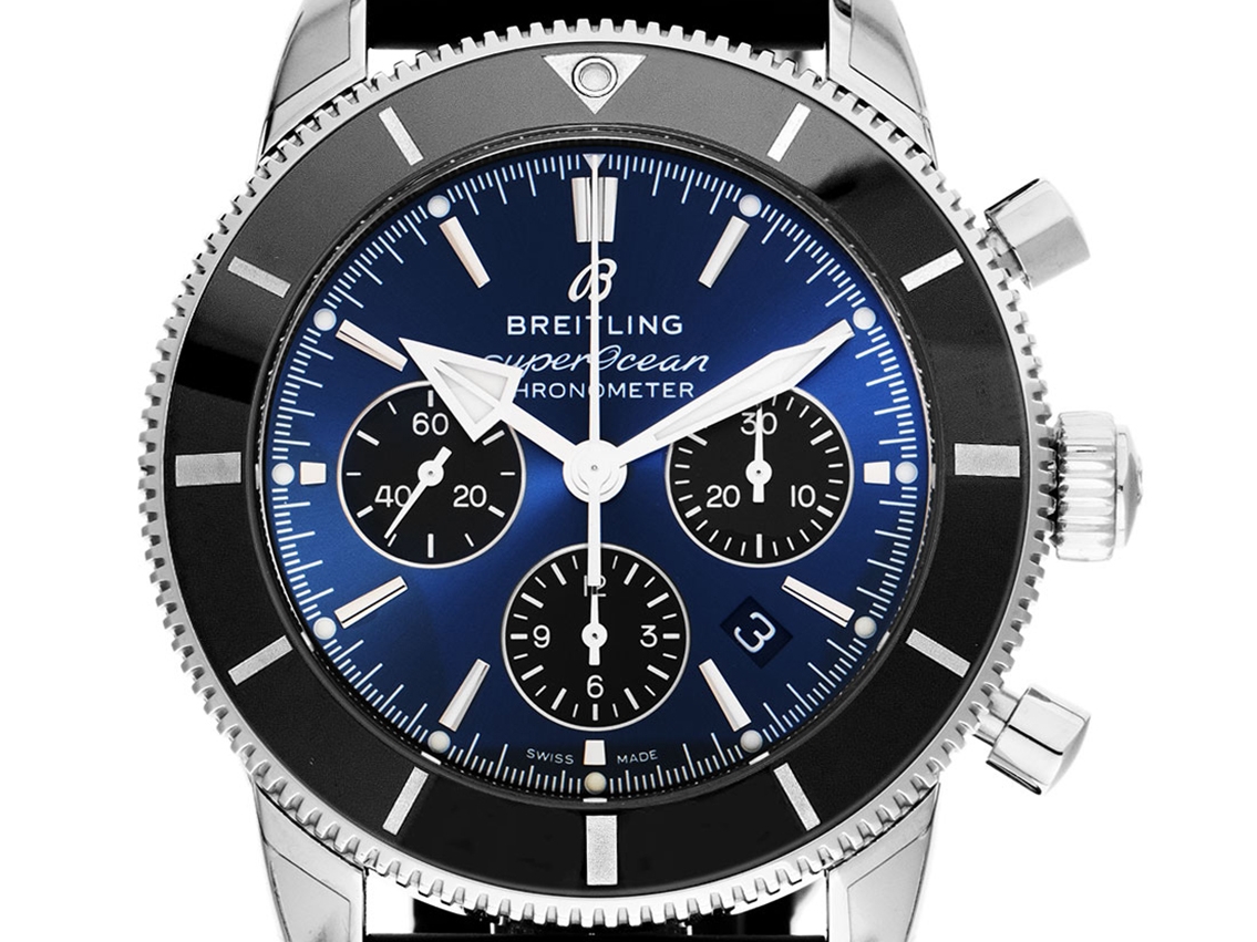 Superocean Héritage B01 Edelstahl Armband Kautschuk Faltschließe 44mm  Ungetragen