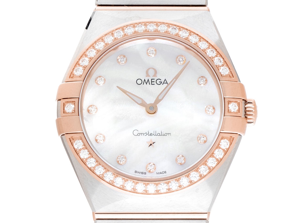 Omega Constellation Lady Stahl 18kt Roségold Diamanten Perlmutt