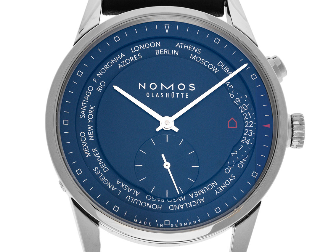 Nomos Glash tte Z rich Weltzeit Stahl Automatik Armband Leder 39