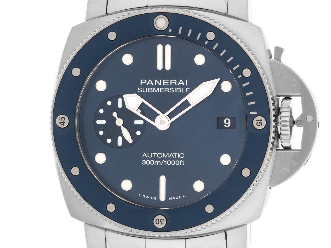 Panerai Submersible Blue Notte Stahl Automatik Armband Stahl 42mm