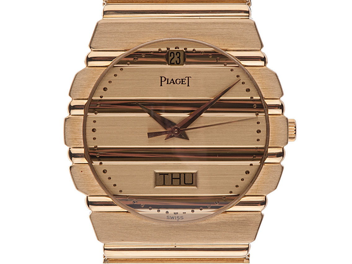 Piaget Polo Day Date 18kt Gelbgold Quarz Armband Gelbgold 32mm Ref