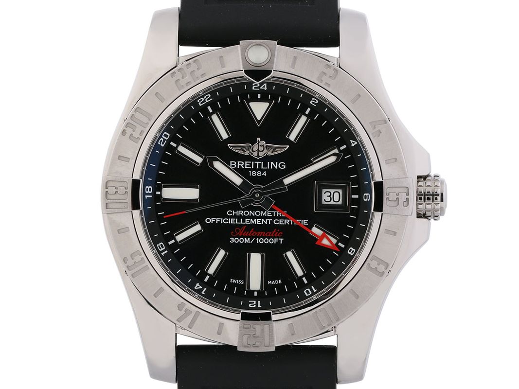 Breitling Avenger II GMT Stahl Automatik Kautschuk Armband 43mm