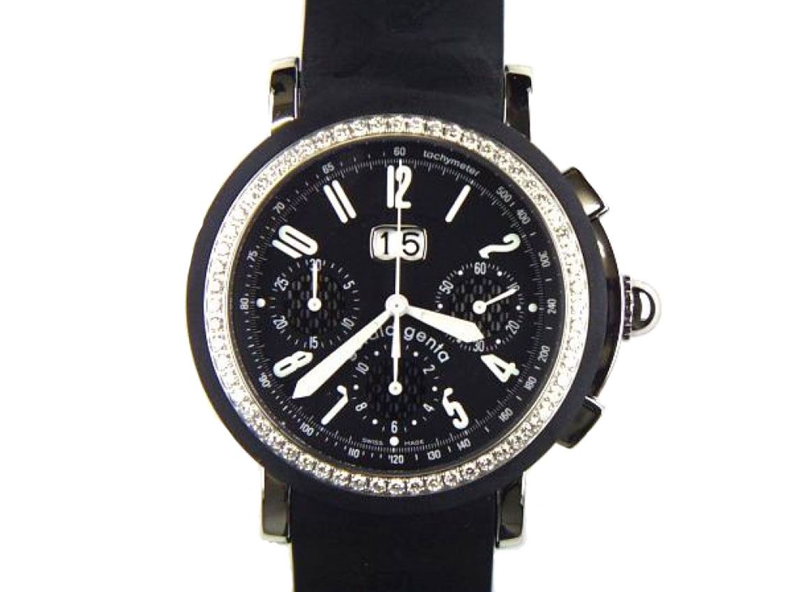 Gerald Genta Sport Chronograph Diamond Armband Kautschuk 41mm Ungetragen