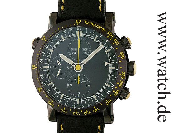 Temption Chronograph CGK204 Curare Vollkalender Mondphase Yellow Black limitiert 43mm UVP 2.980,- Neu