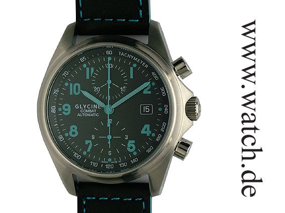 Glycine Combat 07 Black & Blue Chronograph 43mm UVP 1150.-  N E U