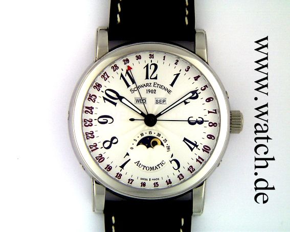 Schwarz Etienne Vollkalender Mondphase 42mm UVP 4530.- N E U