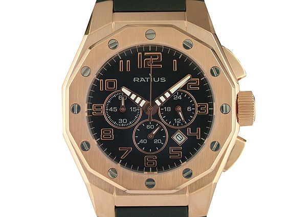 Ratius Sport Rosévergoldet Quarz Chronograph 44mm Neu