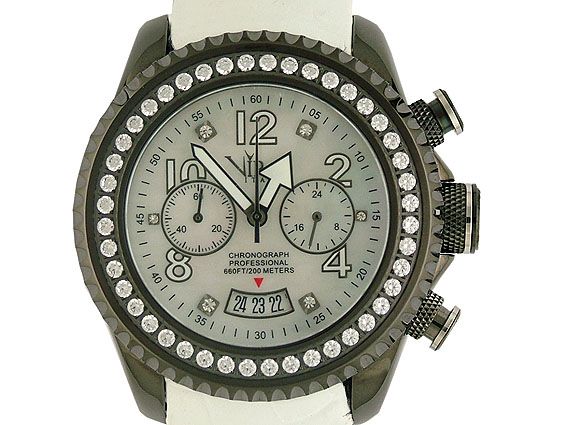 V.I.P. Time Italy Chronograph Professional Diamond Perlmutt 44mm Neu