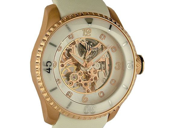 V.I.P. Time Italy Automatik Roségold/Keramik Diamond Perlmutt 44mm UVP 599.- N E U