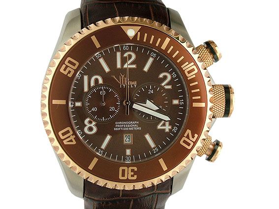 V.I.P. Time Italy Chronograph Professional Stahl/Roségold 50mm UVP 389.- N E U