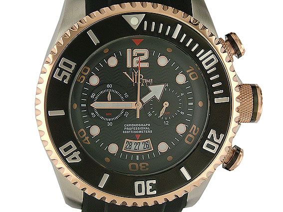 V.I.P. Time Italy Chronograph Professional Stahl/roségold 50mm UVP 399.- N E U
