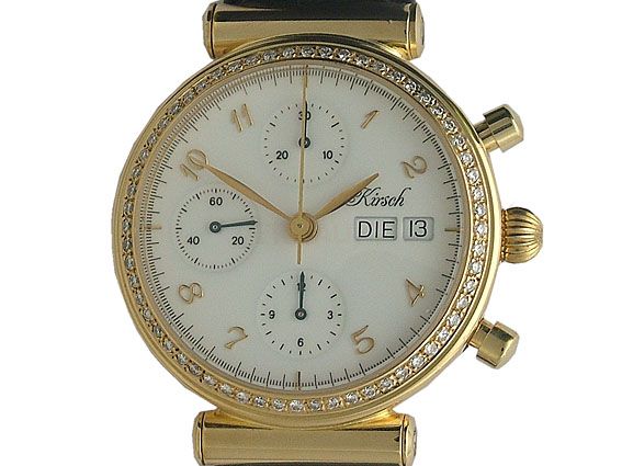 Kirsch Chronograph 18kt Gelbgold Automatic Diamond 0,80 ct 37mm wie N E U