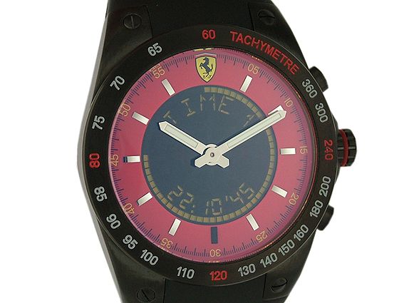 Ferrari O R I G I N A L Lap Time Multifunktion Chronograph Kautschuk 44mm UVP 435,- Neu