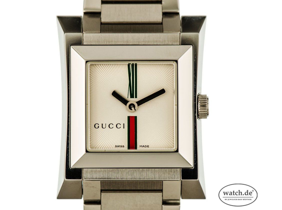 Gucci Guccio Stahl Quarz Armband Stahl 30x24mm Ref.YA 111 501 Box&Pap. Full Set Ungetragen mit Zertifikat über 995,-€