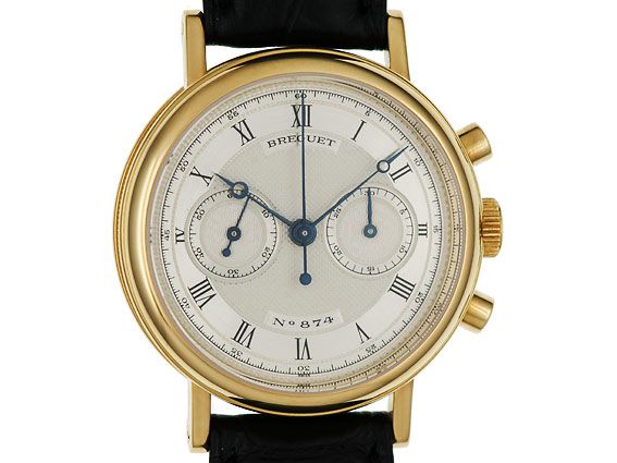 Breguet Classique Chronograph 18kt Gelbgold Handaufzug Faltschließe 36mm Vintage Box&Pap.