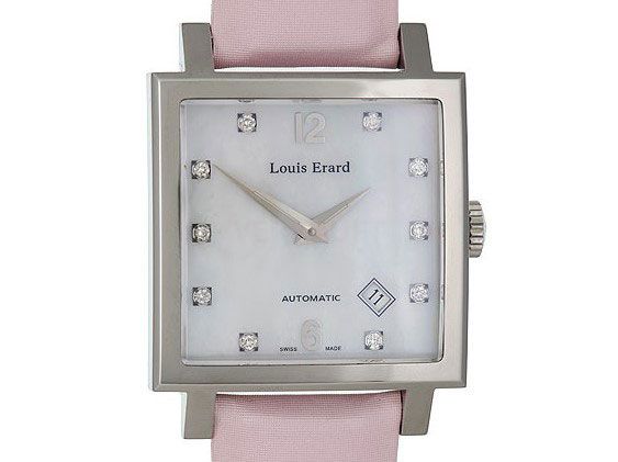 Louis Erard La Carre Date Stahl Diamond Perlmutt 35x35mm UVP 1.299,- Neu
