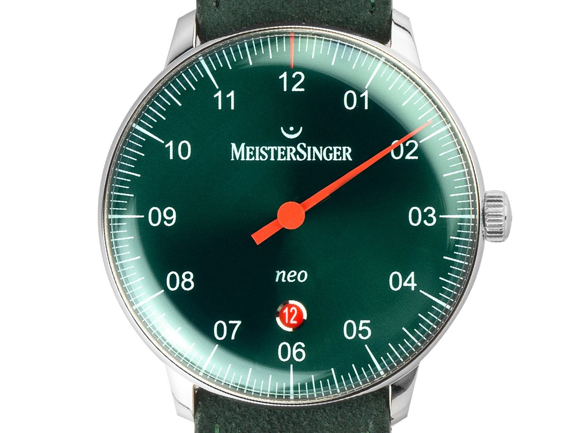 Meistersinger Neo Plus Einzeigeruhr Stahl Automatik Armband Leder 40mm Ref.NE409 Box&Pap. Full Set Ungetragen mit Zertifikat über 1.198,-€