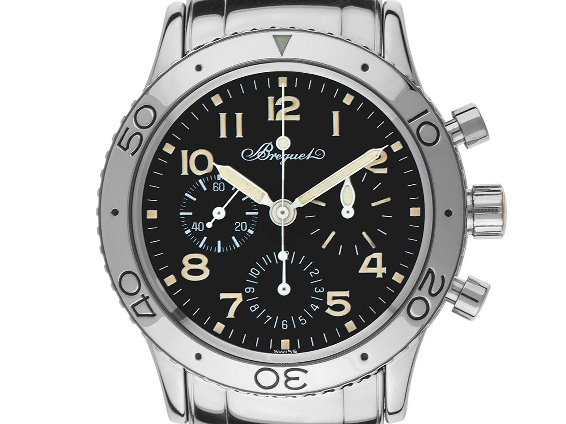 Breguet Type XX Aeronavale Flyback Chronograph Stahl Automatik Armband Stahl 39mm Ref.3800ST Vintage Bj.1996 Box&Pap. Full Set mit Zertifikat über 10.500,-€